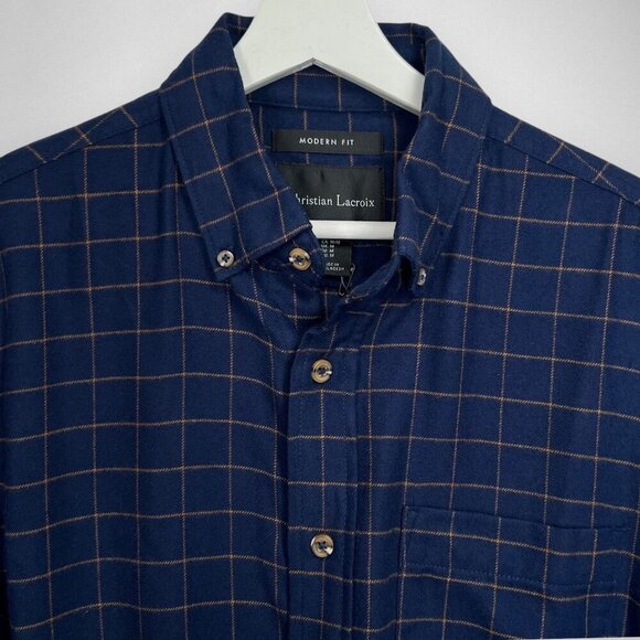 NWT CHRISTIAN LACROIX Blue Window Pane Long Sleeve Shirt M - Picture 4 of 6